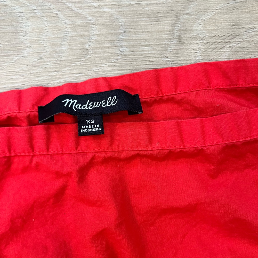 MADEWELL off the shoulder bubble top in true red size XS - Picture 5 of 11